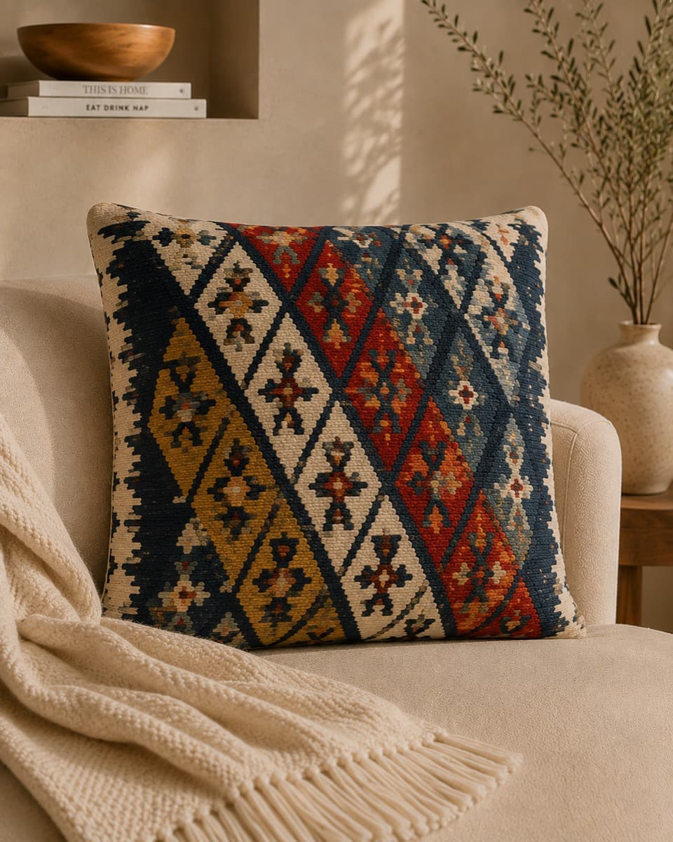 Çapraz Şerit Kilim Kırlent